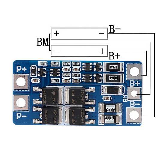 18650 Lityum Pil İçin 7.4V 2S 10A-13A BMS Koruma Kartı - 3