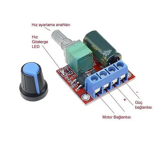 5A 90W 12V DC Motor Hız Kontrol Kartı – PWM Motor Hız Ayarlayıcı