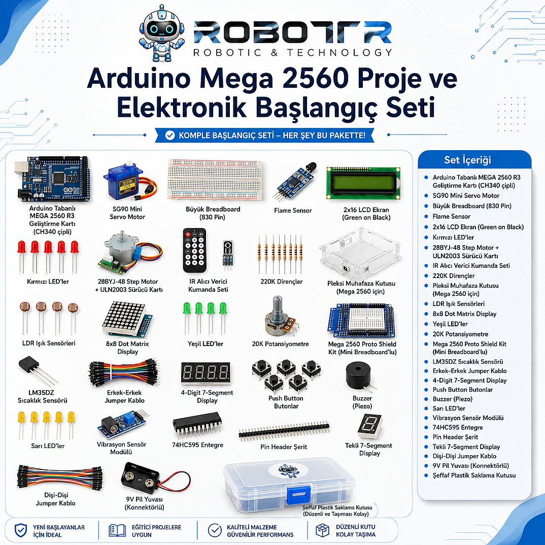 Arduino Mega 2560 Proje ve Elektronik Başlangıç Seti - 1