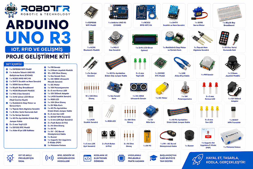 Arduino UNO R3 IoT, RFID ve Gelişmiş Proje Geliştirme Kiti - 1