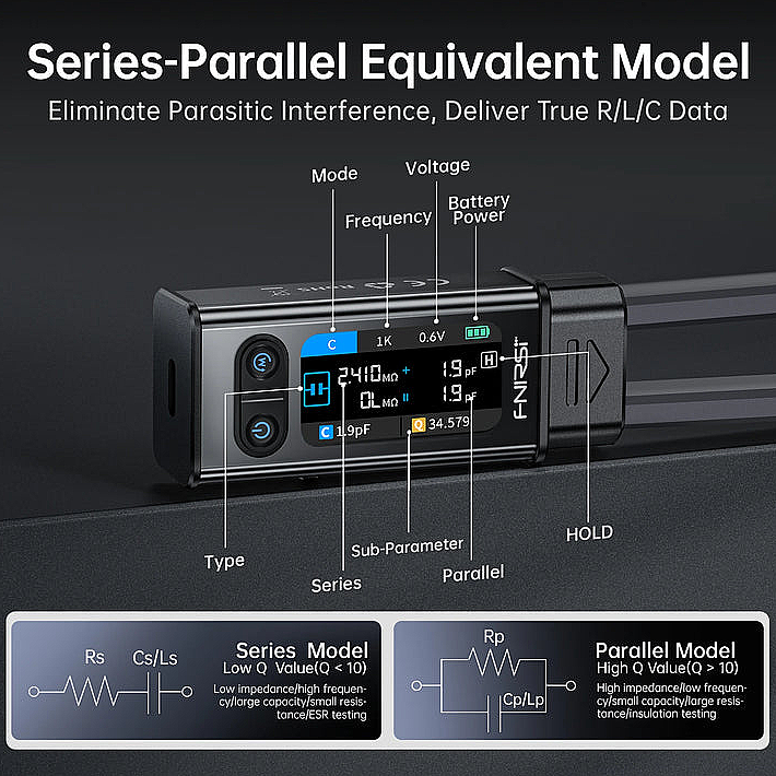FNIRSI LCR-ST2 100kHz Akıllı Cımbız LCR ESR Metre - 6