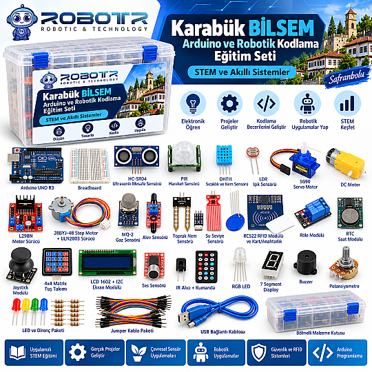 Karabük BİLSEM Arduino ve Robotik Kodlama Eğitim Seti – 30 Parça STEM ve Akıllı Sistemler Seti