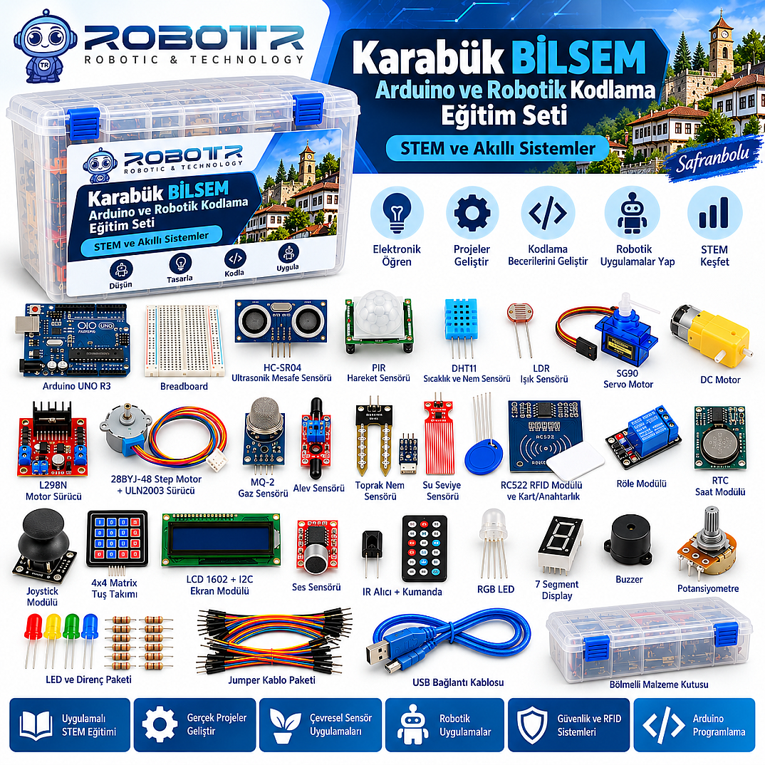Karabük BİLSEM Arduino ve Robotik Kodlama Eğitim Seti – 30 Parça STEM ve Akıllı Sistemler Seti - 1