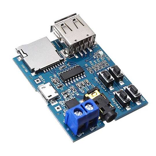 MP3 Çalar Amplifikatör Dekoder Modülü – 3W USB Micro SD Ses Kartı - 2